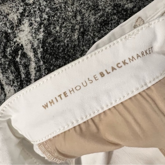 White House Black Market Winter White Skinny Jeans with Sparkly Embroidery - Picture 8 of 13